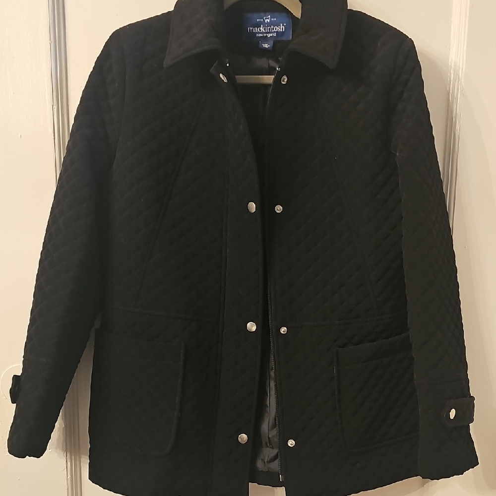 Black Quilted Women's Coat Mackintosh New England Chore Jacket M